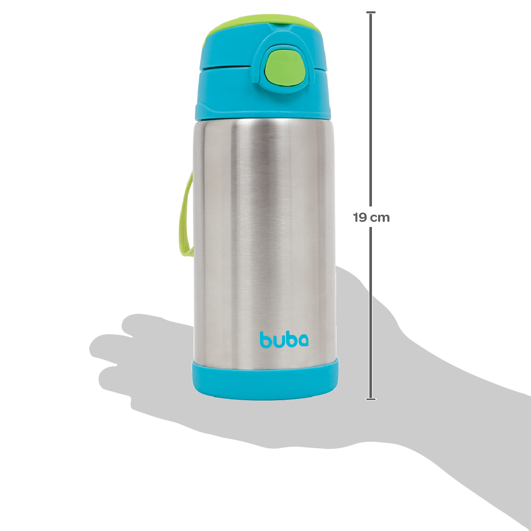 Garrafa Térmica Infantil Buba 400ml com Canudo – Aço Inox Azul