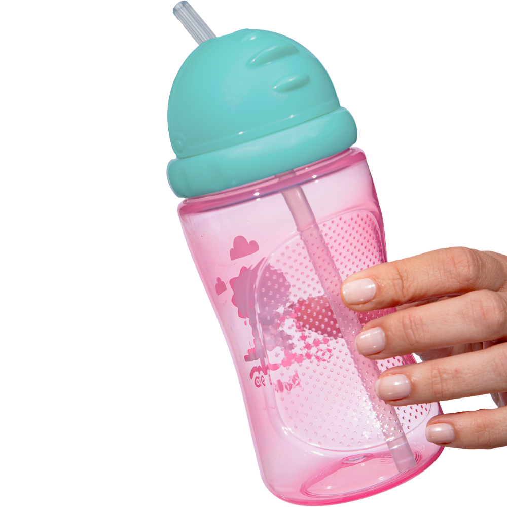 Garrafinha Infantil Buba Dino com Canudo em Silicone 400ml | Tampa Retrátil