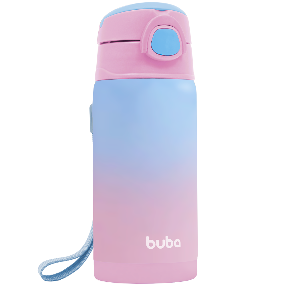 Garrafa Térmica Infantil Buba 400ml com Canudo – Degradê Rosa e Azul