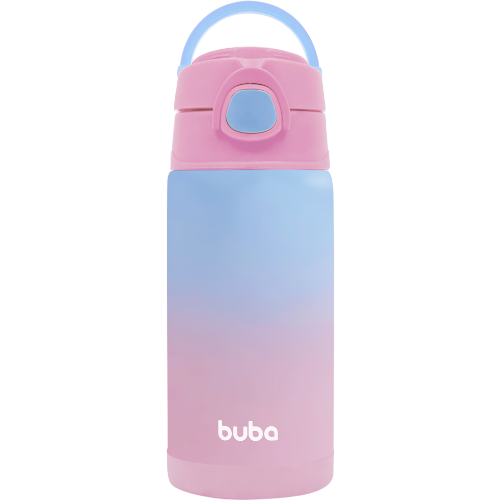 Garrafa Térmica Infantil Buba 400ml com Canudo – Degradê Rosa e Azul