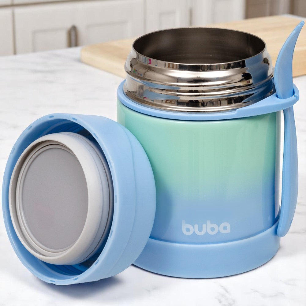 Pote Térmico Infantil Buba com Colher – 320ml Degradê Azul