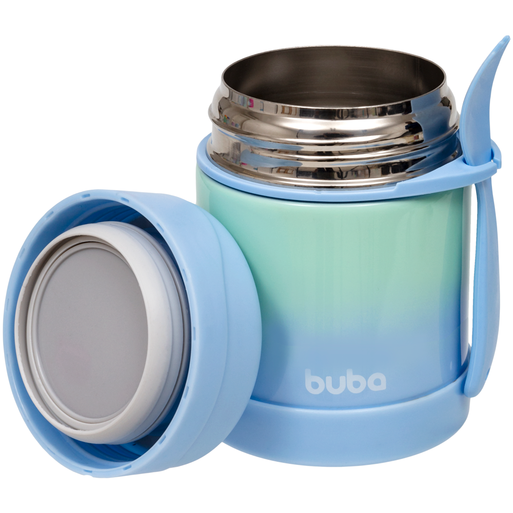 Pote Térmico Infantil Buba com Colher – 320ml Degradê Azul