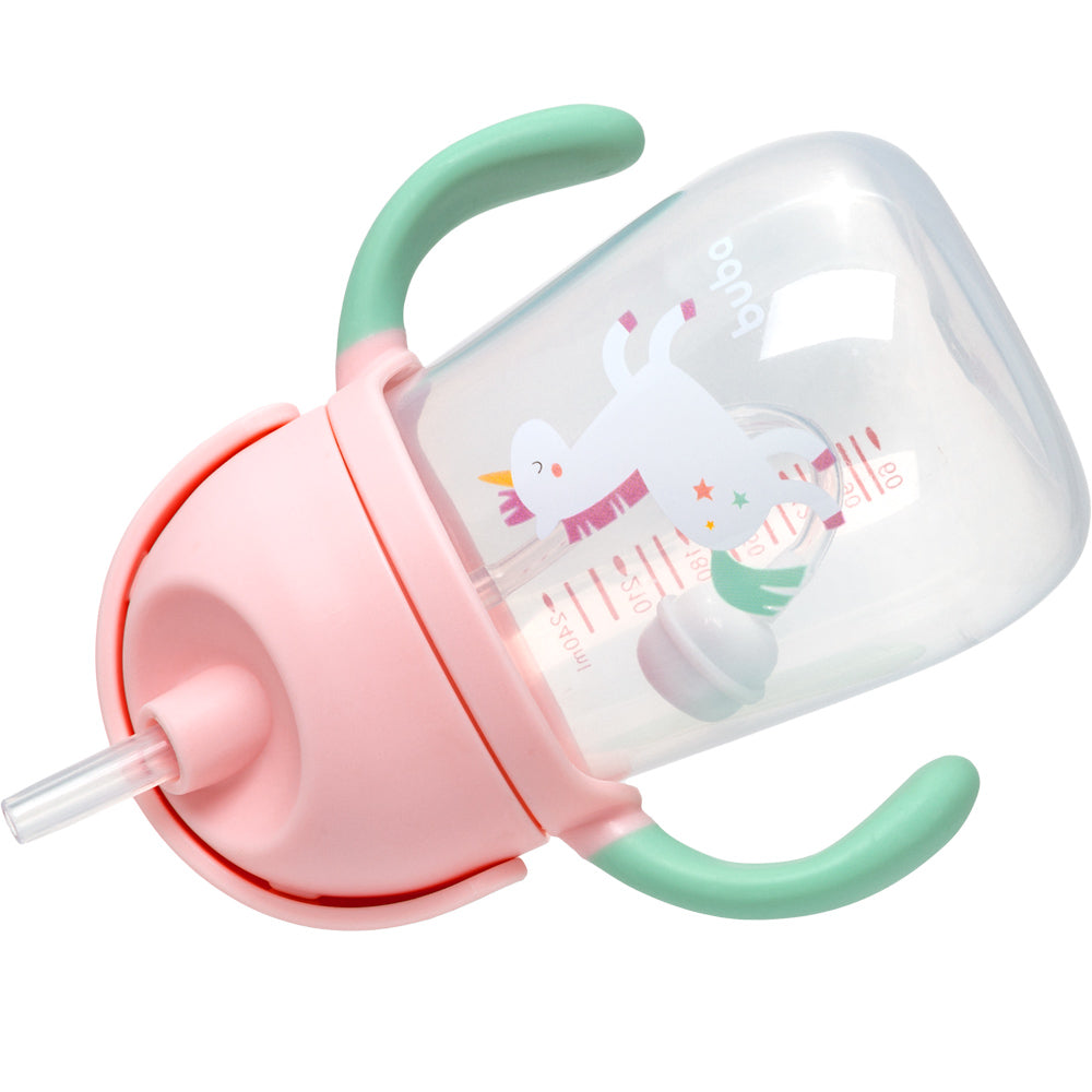 Copo Infantil Buba com Canudo em Silicone e Dispositivo Anticólica 240ml | Dino e Unicórnio