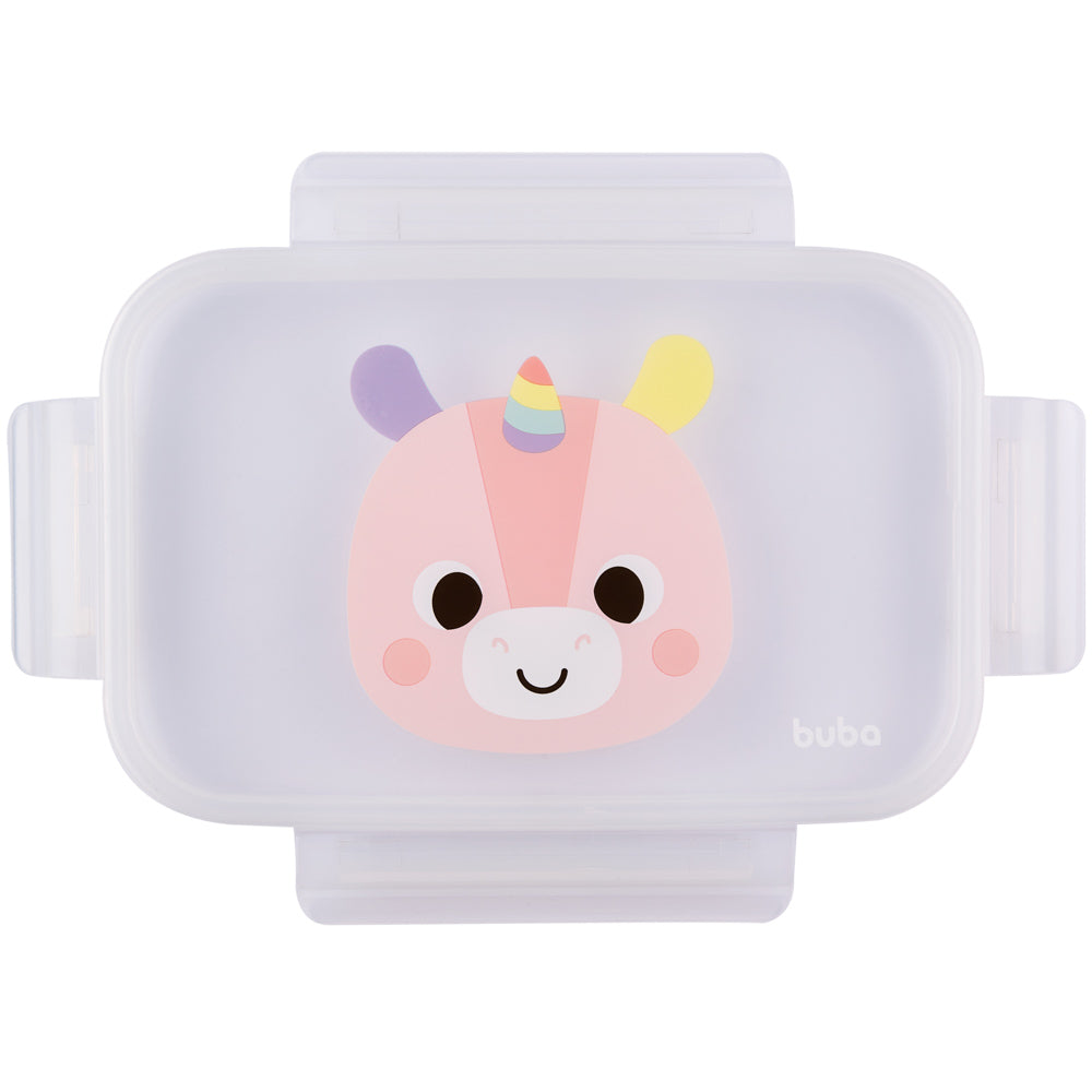 Lancheira Infantil Buba Zoo – Unicórnio com Tampa Transparente