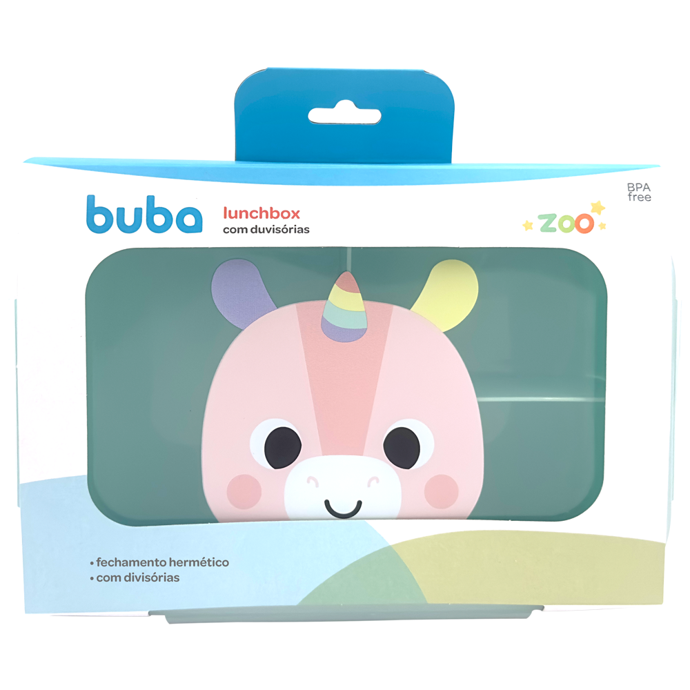 Lancheira Infantil Buba Zoo – Unicórnio com Tampa Transparente