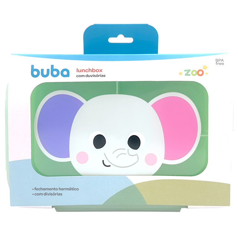 Lancheira Infantil Buba Zoo – Elefante Verde Claro com Trava Lateral