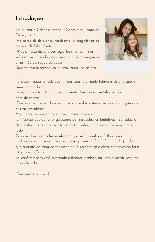 E-book - Minha voz foi sua – uma jornada real sobre apraxia de fala, diagnóstico e amor