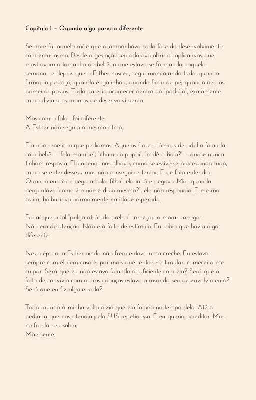 E-book - Minha voz foi sua – uma jornada real sobre apraxia de fala, diagnóstico e amor