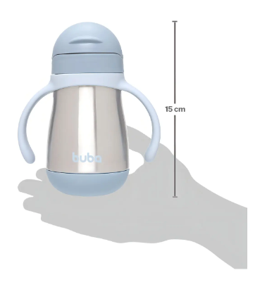 Copo Térmico Infantil Buba 270ml com Canudo e Alças – Parede Dupla +18M