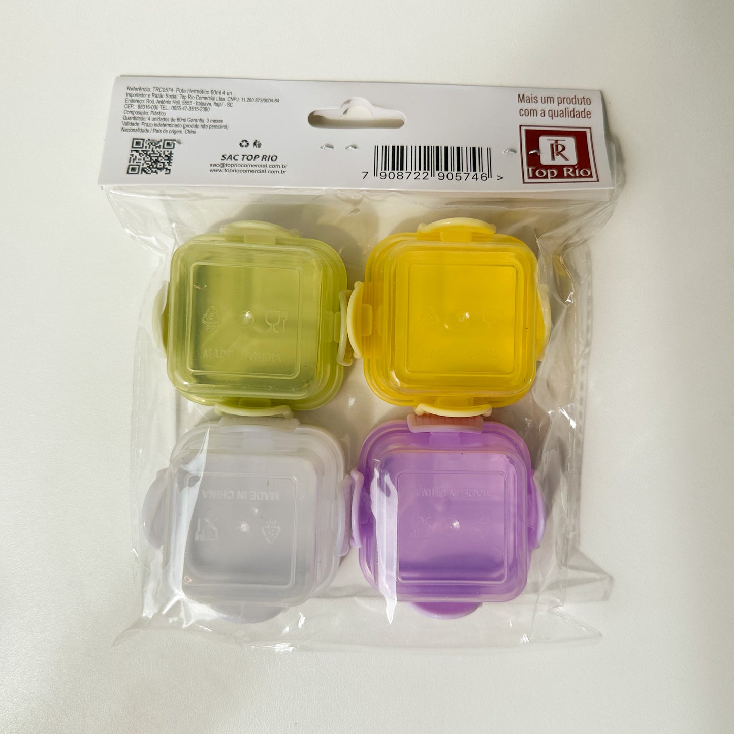 Kit Com 4 Mini Potes De Plástico Coloridos TAMANHO P - Envio de cores aleatório