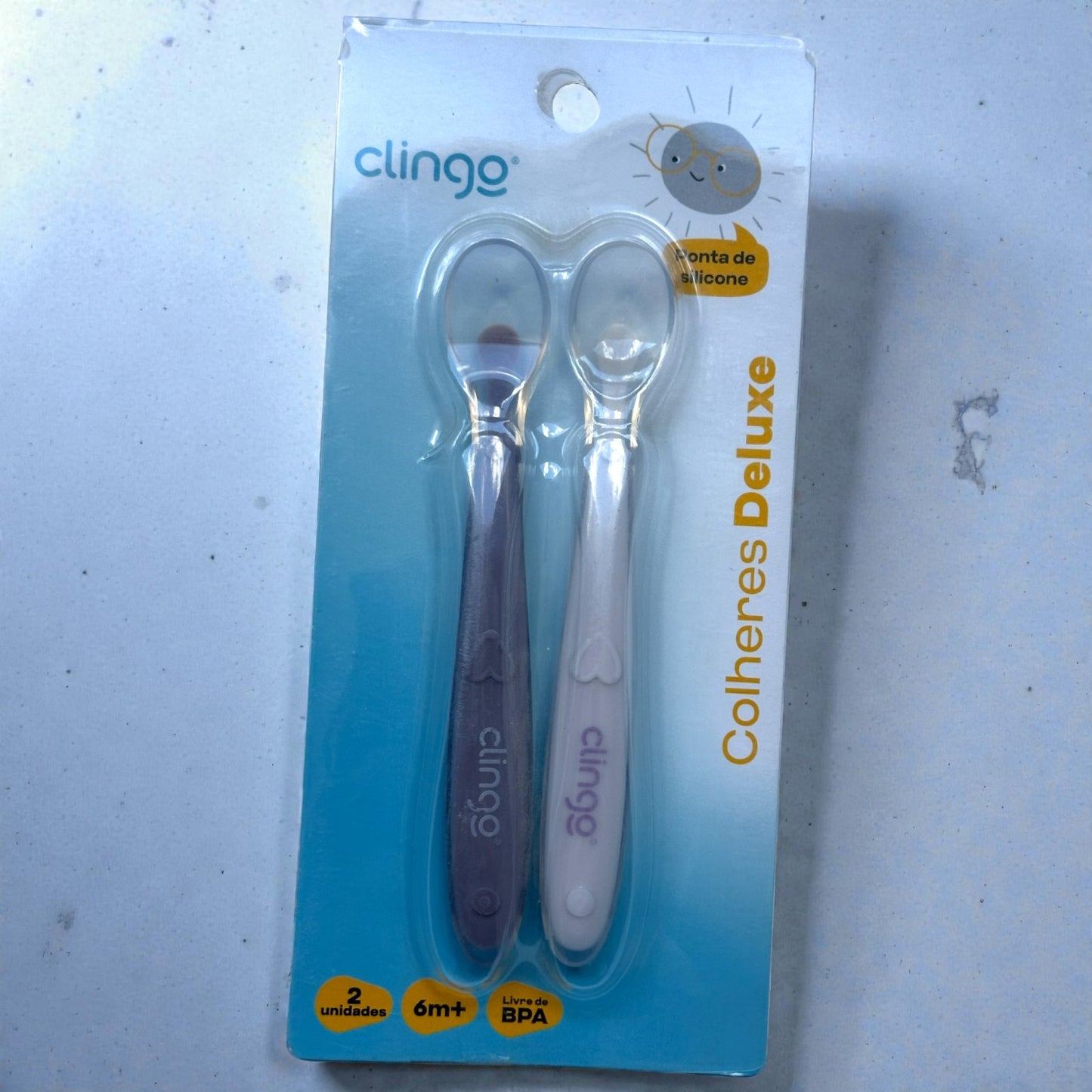 Colheres Deluxe Clingo com Ponta de Silicone – Kit com 2 Unidades (6m+)