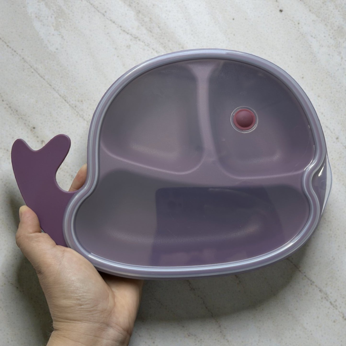 Prato Infantil Baleia Clingo com Tampa – Silicone com 3 Divisórias (6m+)