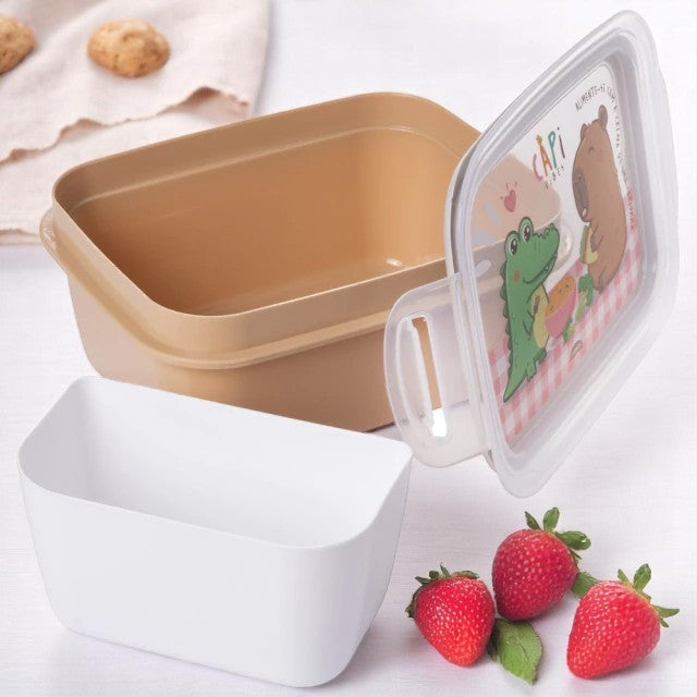 Marmita Infantil Hermética 850ml Capivara e Crocodilo – Livre de BPA
