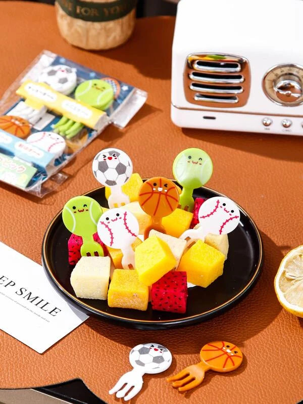 8 peças Garfo de fruta Desenho Animado Desenho esférico