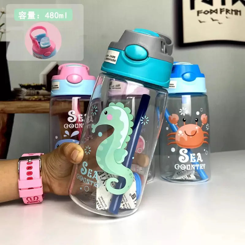 Copo de Plástico Infantil Com canudo 480ml