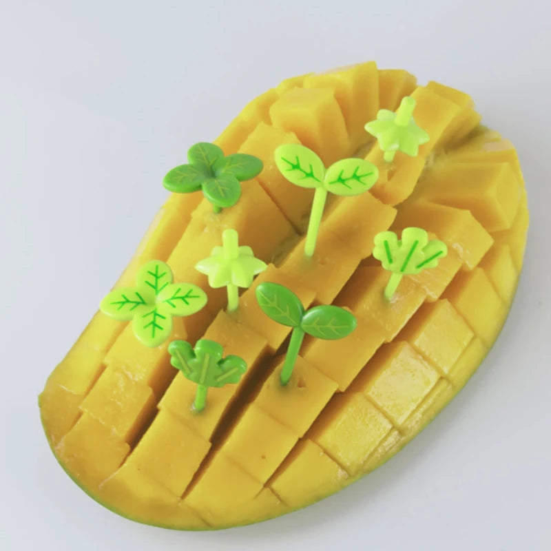 8 pçs garfo de frutas palito quatro folhas trevo plástico