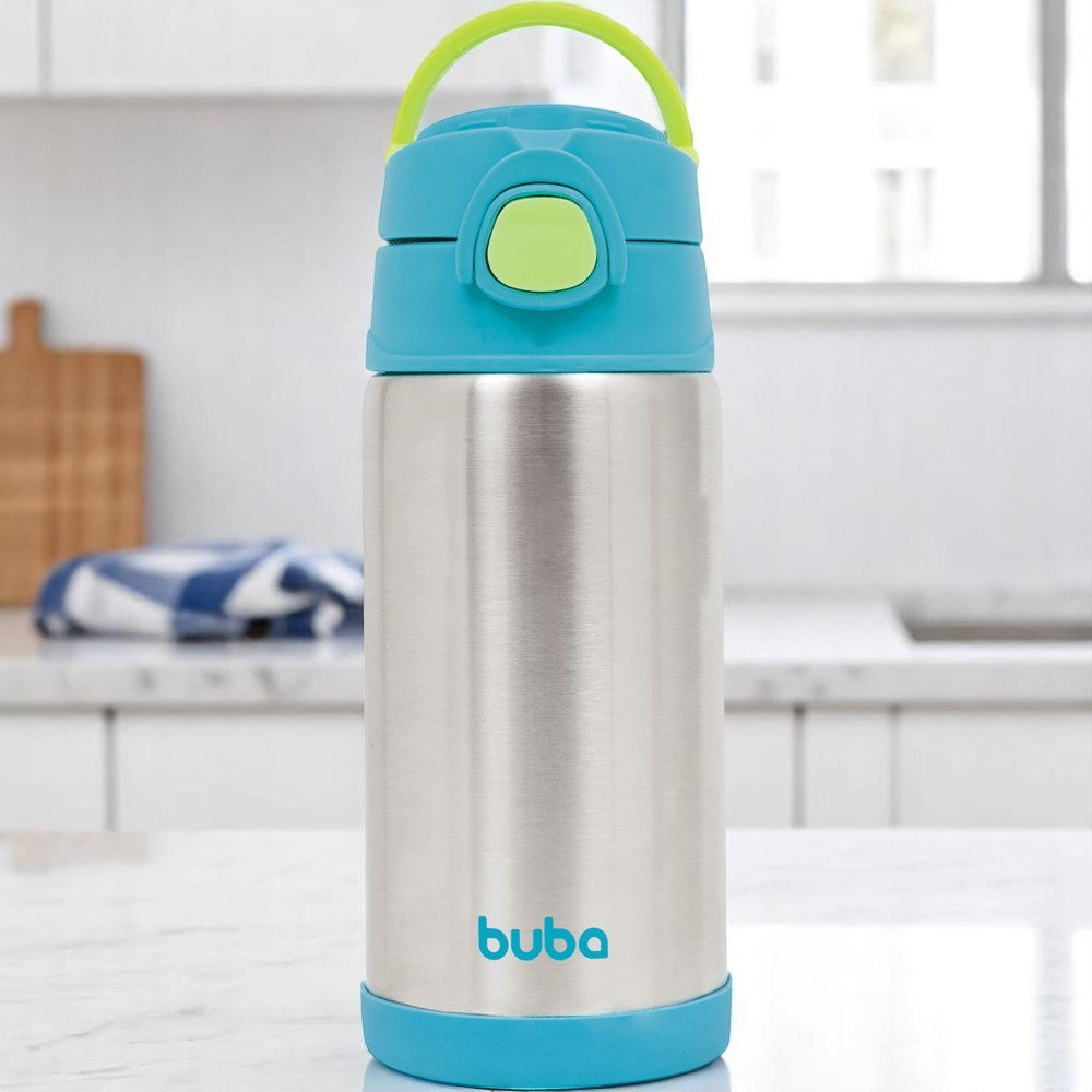 Garrafa Térmica Infantil Buba 400ml com Canudo – Aço Inox Azul