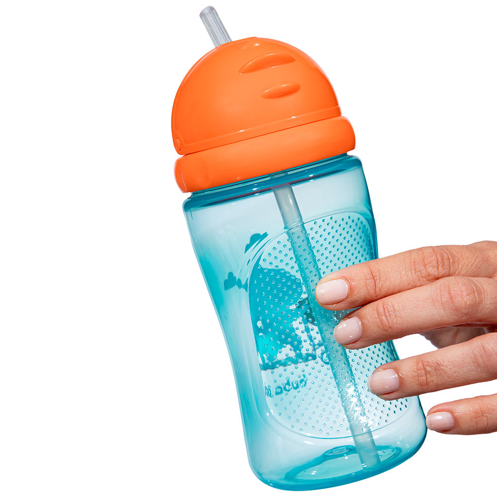 Garrafinha Infantil Buba Dino com Canudo em Silicone 400ml | Tampa Retrátil