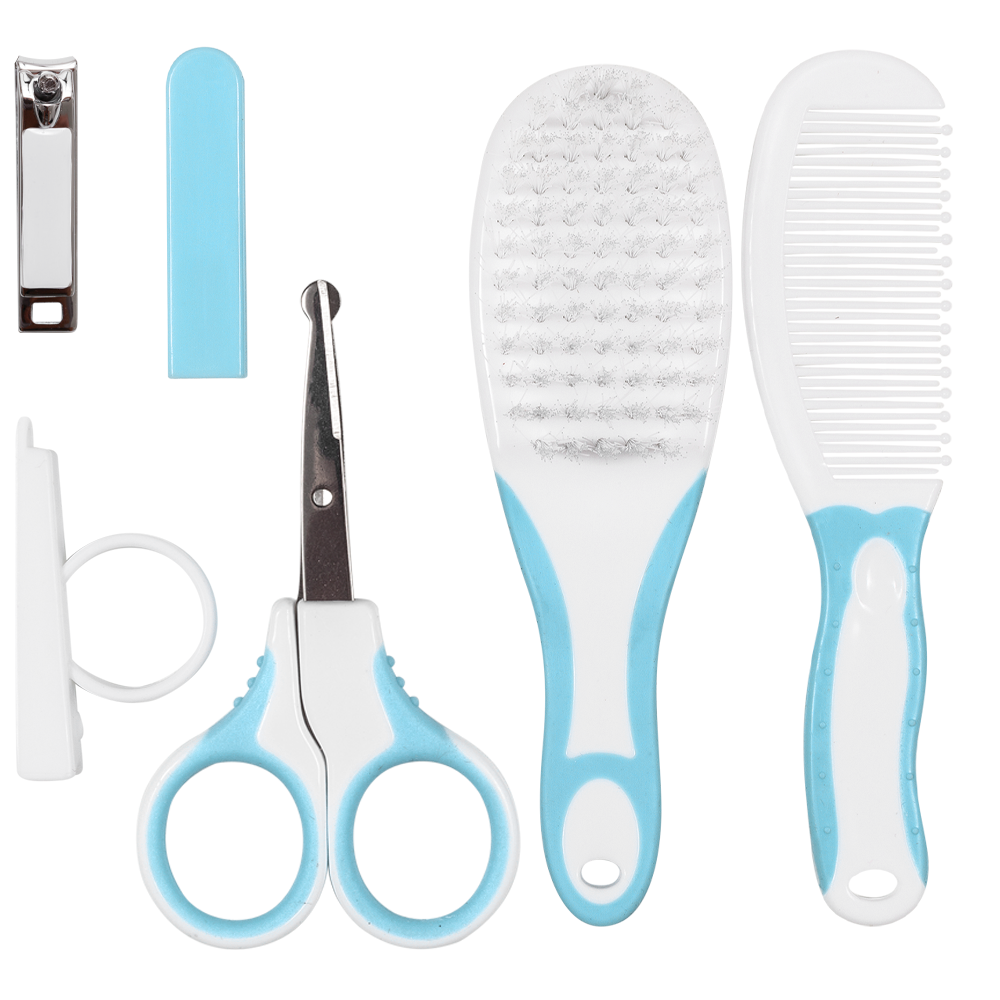 Kit Cuidados para Bebê Buba com Escova, Pente, Tesoura e Cortador de Unhas – Rosa/Azul
