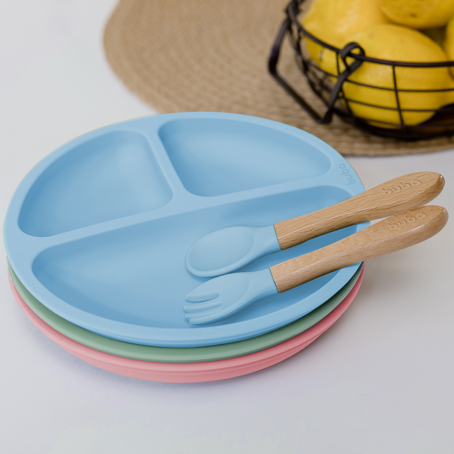 Prato Infantil em Silicone com Ventosa – 3 Divisórias | BPA Free | +6 Meses