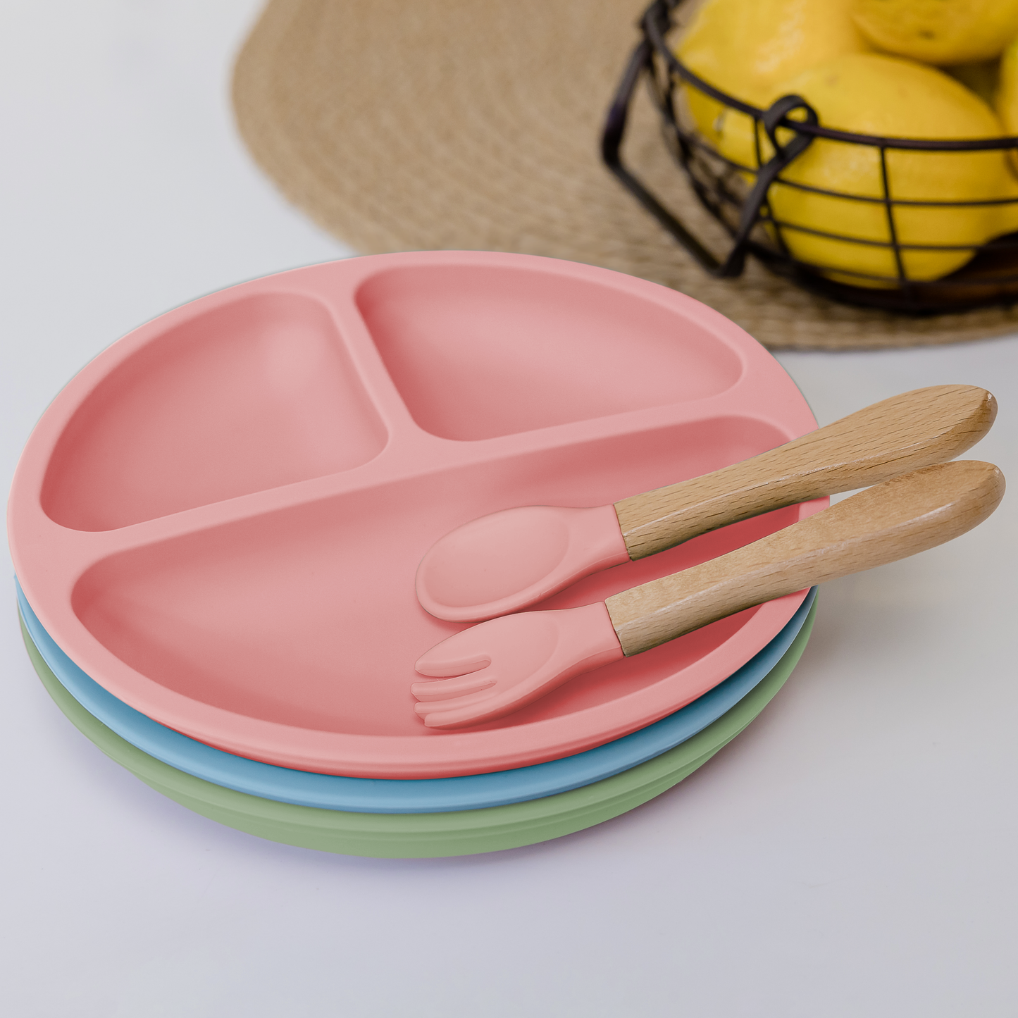 Prato Infantil em Silicone com Ventosa – 3 Divisórias | BPA Free | +6 Meses