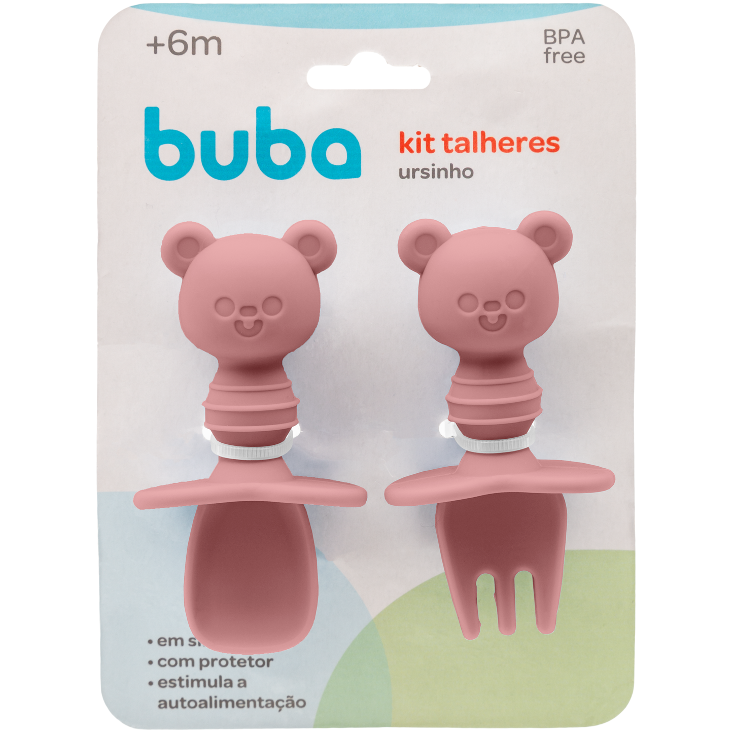 Kit Refeição em Silicone Buba – Prato com Divisórias, Babador e Colher | BPA Free (+6m)