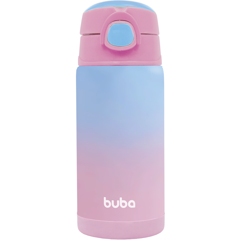 Garrafa Térmica Infantil Buba 400ml com Canudo – Degradê Rosa e Azul