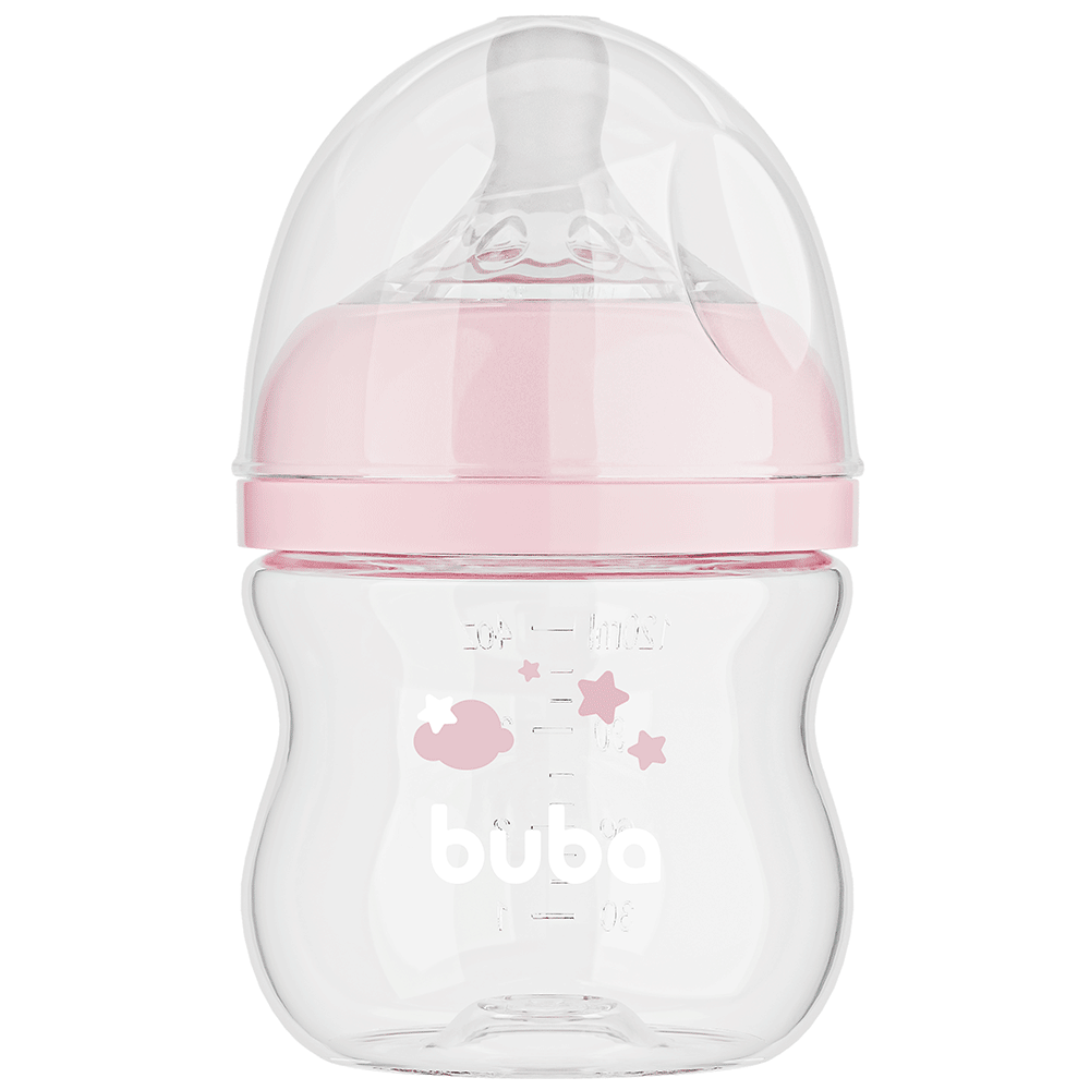 Mamadeira Buba Easy Flow 120ml Rosa +0 Meses – Bico Fluxo Tam. 1