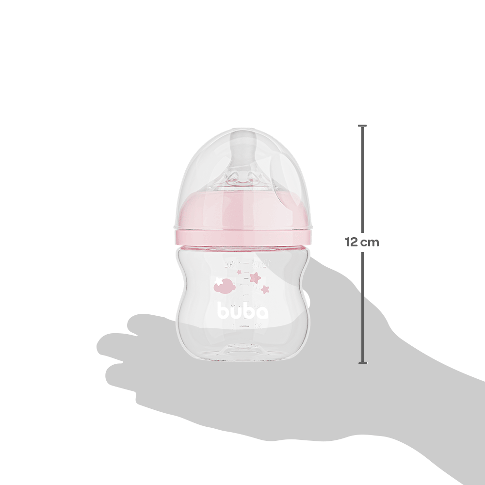 Mamadeira Buba Easy Flow 120ml Rosa +0 Meses – Bico Fluxo Tam. 1