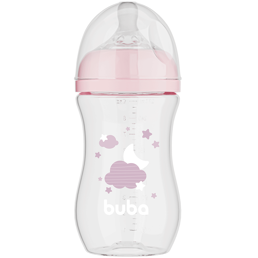 Mamadeira Buba Easy Flow 270ml Rosa +2 Meses – Bico Fluxo Tam. 2