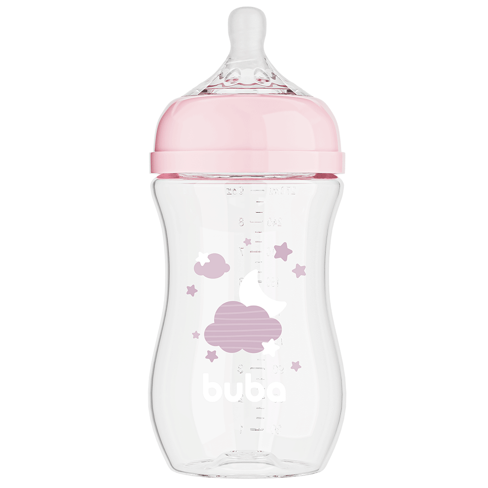 Mamadeira Buba Easy Flow 270ml Rosa +2 Meses – Bico Fluxo Tam. 2
