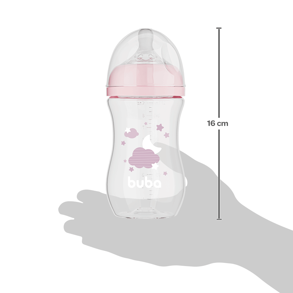 Mamadeira Buba Easy Flow 270ml Rosa +2 Meses – Bico Fluxo Tam. 2