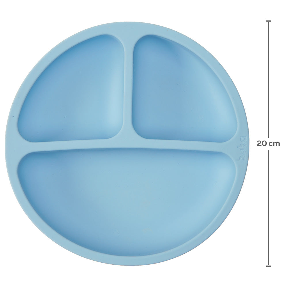 Kit Refeição em Silicone Buba – Prato com Divisórias, Babador e Colher (BPA Free)