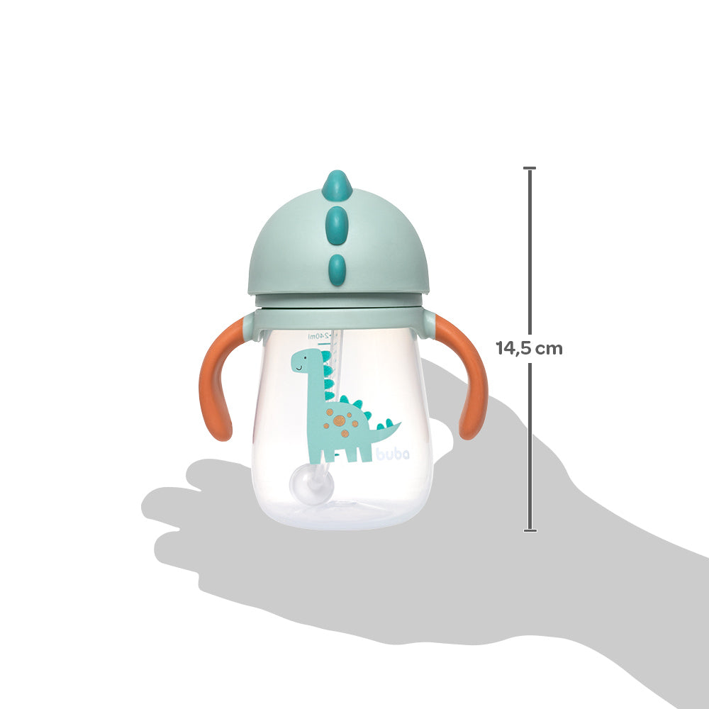 Copo Infantil Buba com Canudo em Silicone e Dispositivo Anticólica 240ml | Dino e Unicórnio
