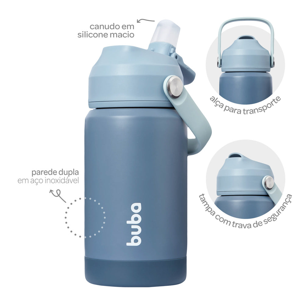 Garrafa Térmica Buba 400ml com Canudo – Ocean Azul Fosco
