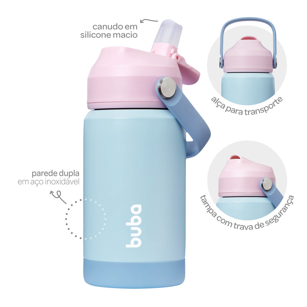 Garrafa Térmica Buba 400ml com Canudo – Candy Rosa e Azul
