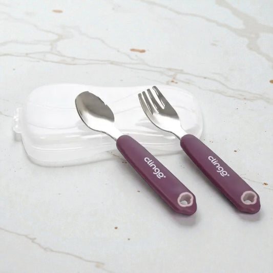 Talher Infantil Clingo com Estojo – Colher e Garfo em Aço Inox (18m+)