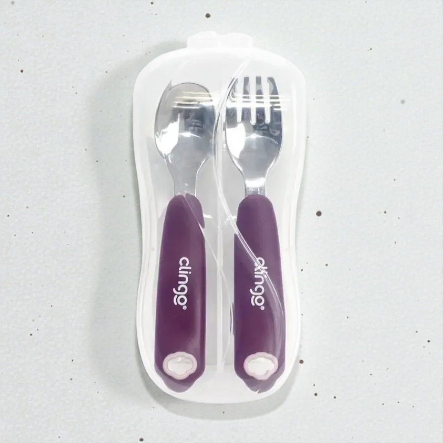 Talher Infantil Clingo com Estojo – Colher e Garfo em Aço Inox (18m+)