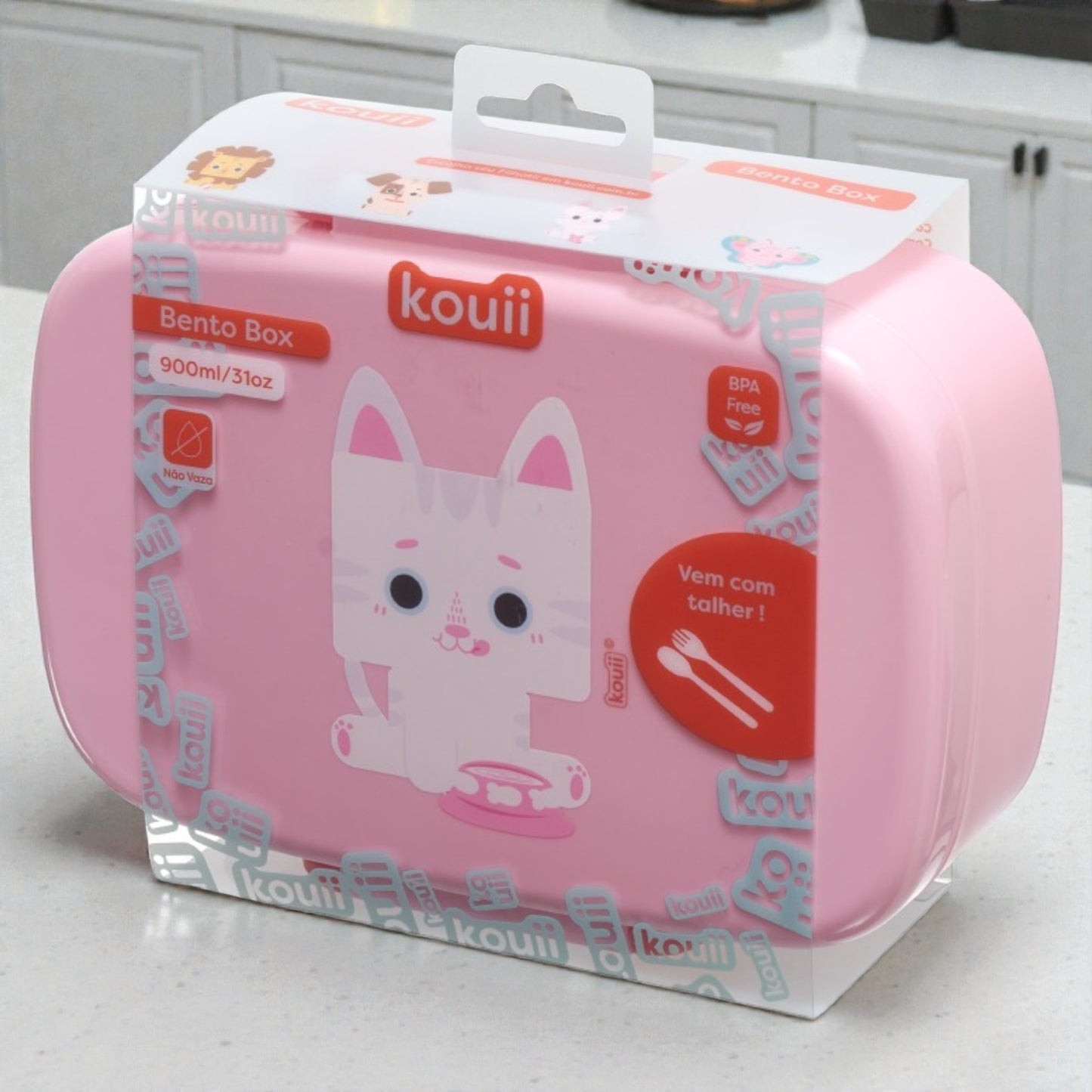 Lancheira Bento Box Infantil Kouii – 900ml | Com Divisórias e Talher | BPA Free