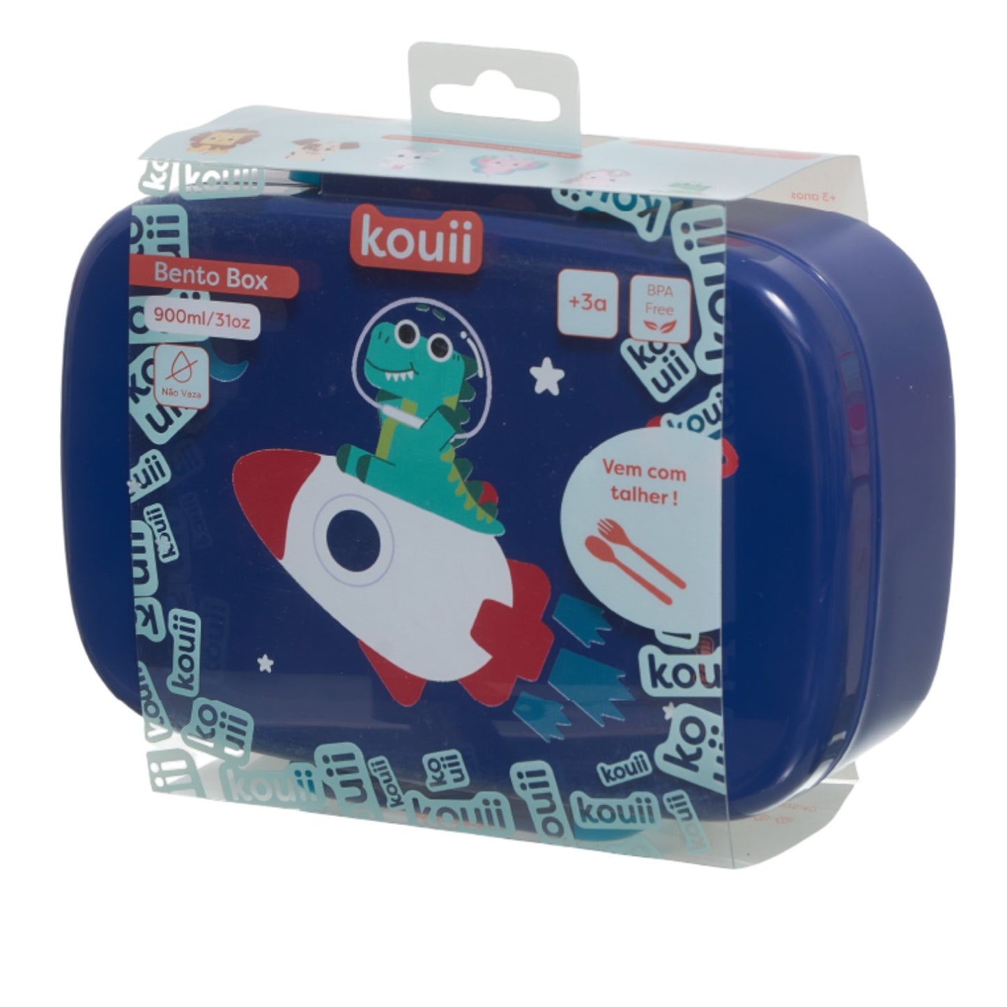 Lancheira Bento Box Infantil Kouii – 900ml | Com Divisórias e Talher | BPA Free
