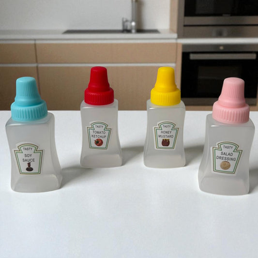 Kit 4 Mini Potinhos de Molho Plástico para Lancheira Infantil e Marmita