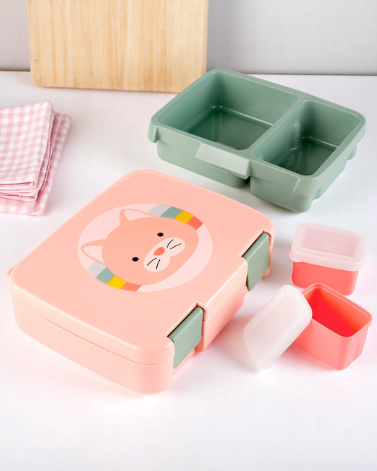 Lancheira Infantil Bento Box Gatinha – Com Divisórias e Potes Internos