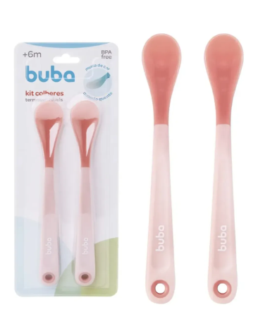 Kit 2 Colheres Térmicas Buba | Colheres em Silicone que Mudam de Cor | +6 Meses