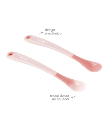 Kit 2 Colheres Térmicas Buba | Colheres em Silicone que Mudam de Cor | +6 Meses