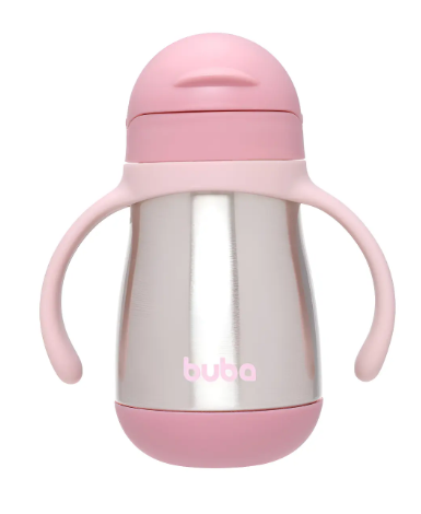 Garrafa Térmica Infantil Buba com Canudo em Silicone Retrátil e Alças