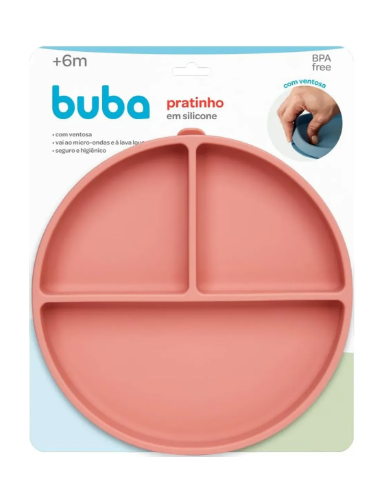 Prato Infantil em Silicone com Ventosa Buba – 3 Divisórias | BPA Free | +6 Meses