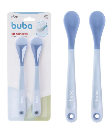 Kit 2 Colheres Térmicas Buba | Colheres em Silicone que Mudam de Cor | +6 Meses