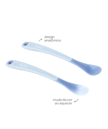 Kit 2 Colheres Térmicas Buba | Colheres em Silicone que Mudam de Cor | +6 Meses