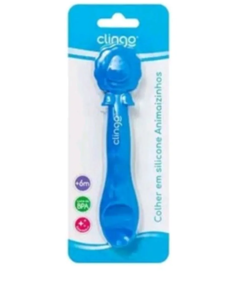 Colher Infantil em Silicone Clingo Animais – Macia para Introdução Alimentar +6 Meses