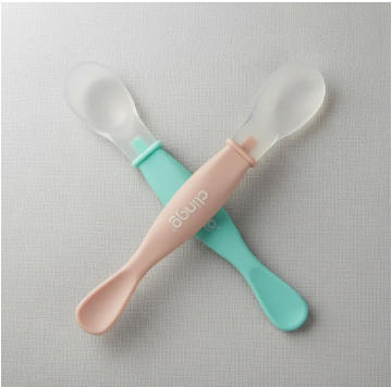 Kit Colheres para Introdução Alimentar Clingo – Silicone e Ponta Rígida +6 Meses (2 Unidades)
